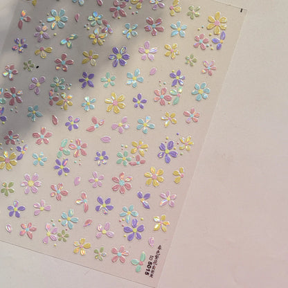 White Flower Petal Cherry Blossom Peach Blossom Falling Petal Floral Gradient 5D Self Adhesive Nail Art Sticker Manicure Decals