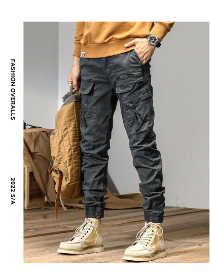 CAAYU Joggers Cargo Pants Men Casual Y2k Multi-Pocket Male Trousers Sweatpants Streetwear Techwear Tactical Track Gray Pants Men