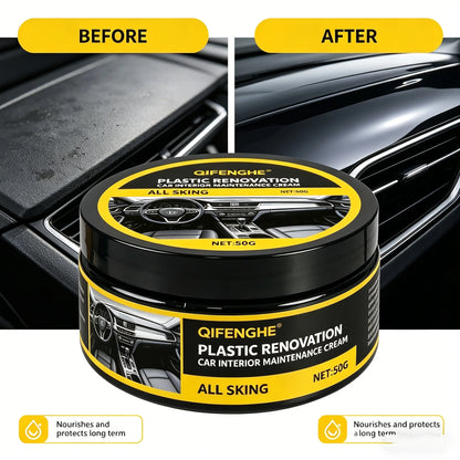 QIFENGHE Plastic Renovation Cream - Car Interior Plastic & Trim Restorer, Revives Faded Black Dashboard & Door Panels, Long-Last