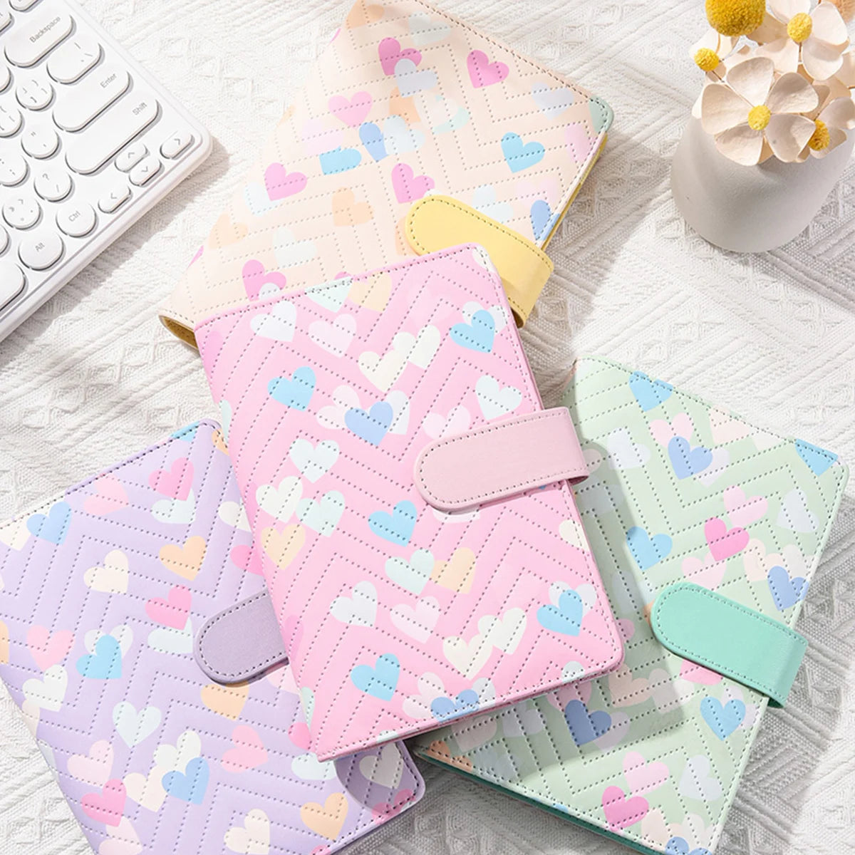 A6 PU leather binder economy 6-ring notebook, stylish design, personal notebook binder cover, can be used for cash budget storag