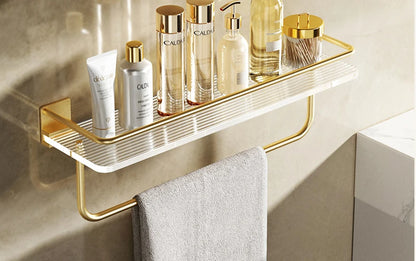 Punch-free Luxury Bathroom Shelf Shelves Wall Mounted Shampoo Cosmetic Storage Rack For Kitchen Holder Square Acrylic Organizer