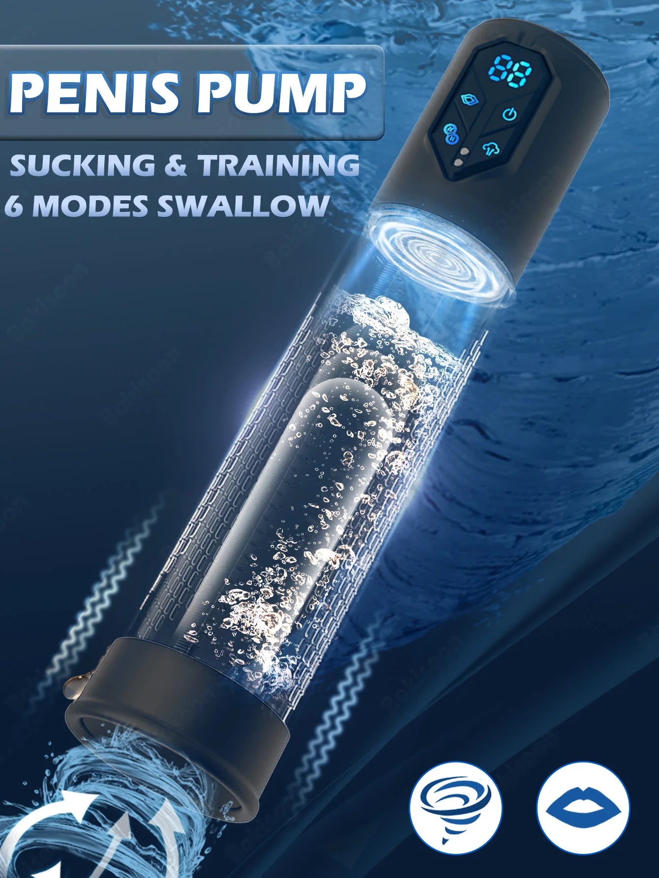 IPX7 Waterproof Electric Penis Pump for Enlargement Man Vacuum Pump Enlargement Extend Pump 4 Suction Levels 2 Silicone Sleeves