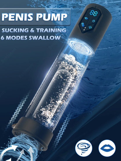 IPX7 Waterproof Electric Penis Pump for Enlargement Man Vacuum Pump Enlargement Extend Pump 4 Suction Levels 2 Silicone Sleeves