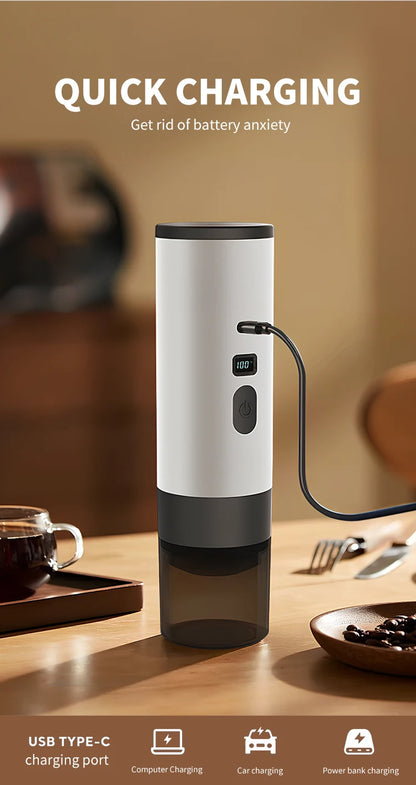 7800mAh Long-Lasting 3-in-1 Portable Coffee Maker, Electric Capsule Coffee Machine for Car, Travel & Camping