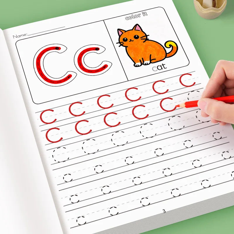 32-Page English Alphabet Writing Workbook with Colorful Letter Practice-A-Z Lowercase&Uppercase,Tracing,Educational Learning Aid