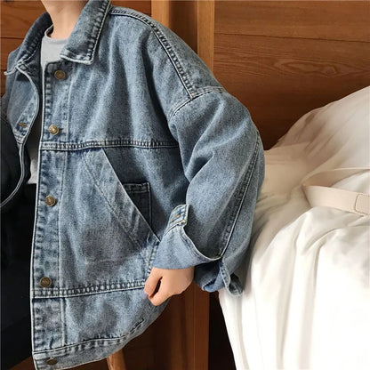 Denim Jacket Women's Spring Autumn New High Street Jeans Coat Oversize Loose Basic Jackets Simple Versatile Lapel Outerwear