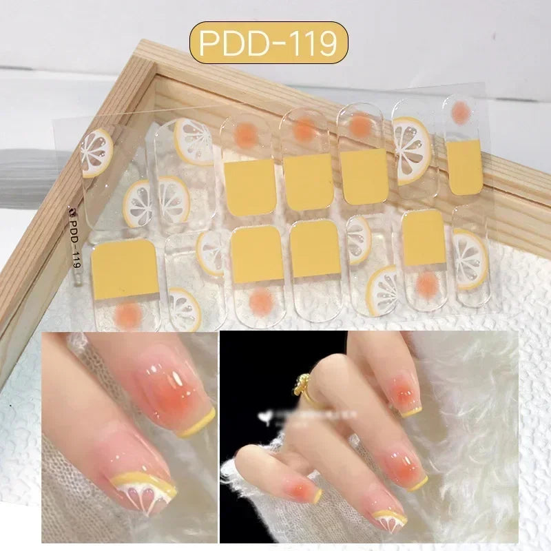 1PC Gel Nail Sticker Patch Slider Flower Gradient Color Back Glue Full Cover Waterproof Gel Nail Sticker UV Lamp Curing Manicur