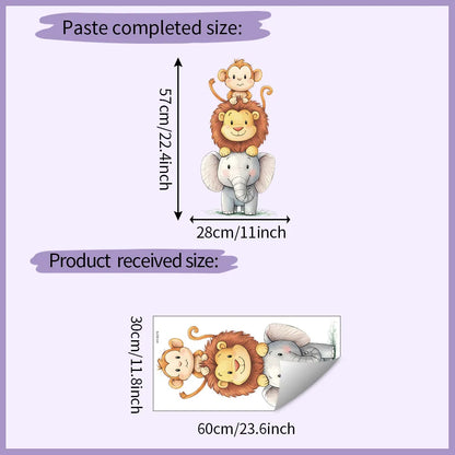 Cute Forest Animals Wall Stickers for Kids Rooms Children Boys Girls Baby Room Decoration Nursery Wallpaper Vinyl Elephant Lion