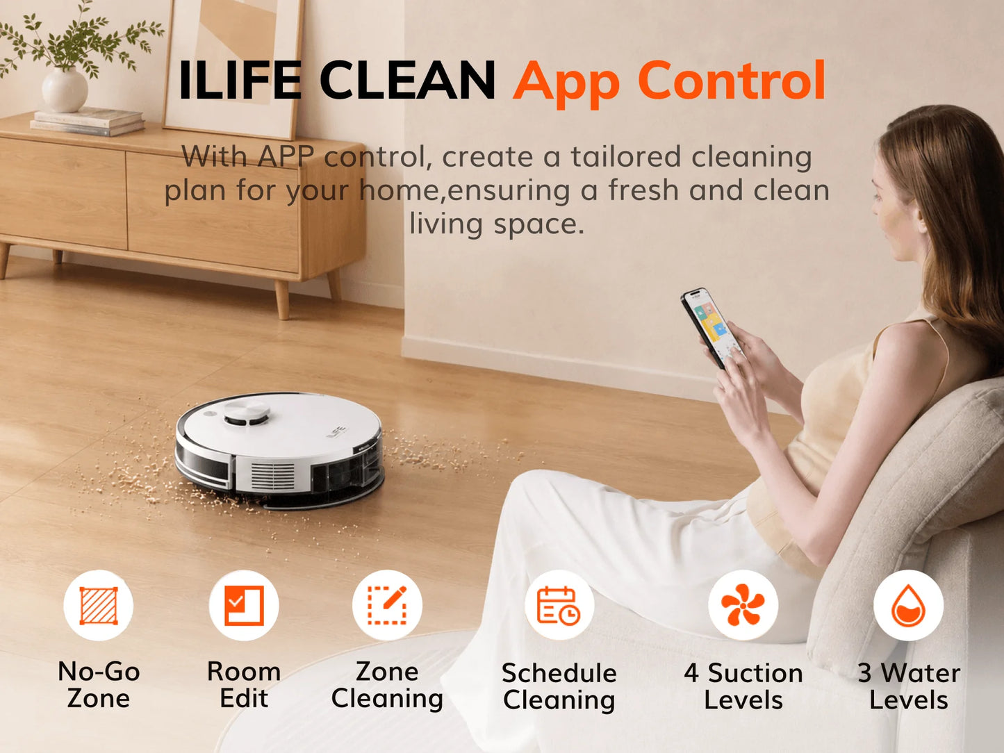 ILIFE A30 Pro Robot Vacuum Cleaner with Automatic Self-Emptying Station, 5000Pa Strong Suction, LDS Navigation, 180min Runtime, 2-in-1 Mop and Sweep, APP Control  ,Home Floor Carpet Clean