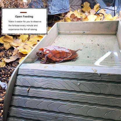 Reptile Bathing Pool Reptile Feeding Dish Water Bowl with Ramp Aquarium Ornament for Snake, Turtle, Bearded Dragon, Lizard Bath