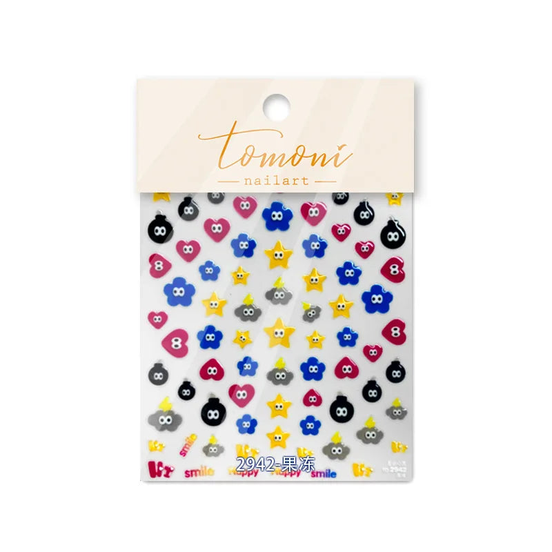 Line Flower Powder Blusher Love Heart High Quality Jelly Series Adhesive Nail Sticker Nail Art Decoration Decals Design T-2830