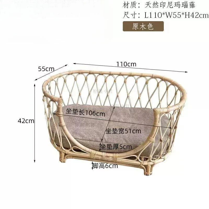 Natural Rattan Artist Pet Bed Weaving Princess Light Luxury Pet Bed Japanese Vintage Pet Products Haustierbett XY40CWC