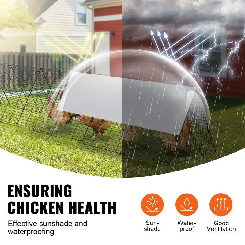 Portable Chicken Tunnel 729x200x61.5 cm, Outdoor Run with Corner Frame, 2 Sets, for Chickens Ducks Rabbits