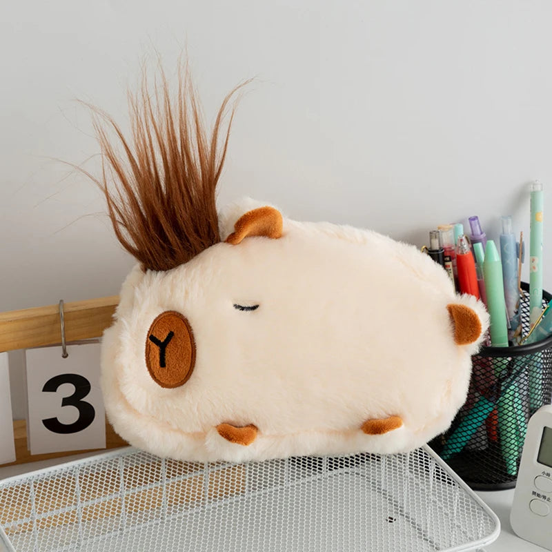New Cute Capybara Plush Pencil Case Cosmetic Bag Guinea Pig Pen Pouch Large Capacity Pencil Bag School Supplies Stationery Box