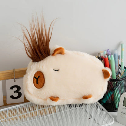 New Cute Capybara Plush Pencil Case Cosmetic Bag Guinea Pig Pen Pouch Large Capacity Pencil Bag School Supplies Stationery Box