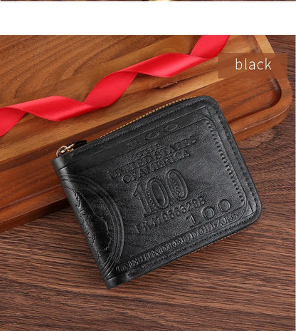 Men Wallet with Zipper 100 US Dollar Pattern Card Holder Coin Pocket Purse Cartera Hombre Carteras