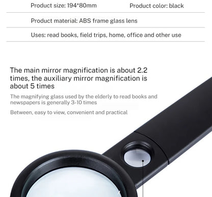 Deli High-Definition Handheld Magnifying Glass Portable Elderly Reading Aid with Dual Mirror for Identification