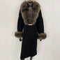 Long Knitwear Coat Women Warm Belt Real Fox Fur Jacket Female 2024 New Autumn Winter Kintted Natural Fur Coat Women