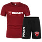 DUCATI Men's Summer Clothing Sets Short Sleeve T-Shirt Sports Shorts Motorcycle Theme Jogging Beachwear Regular outdoor jogging