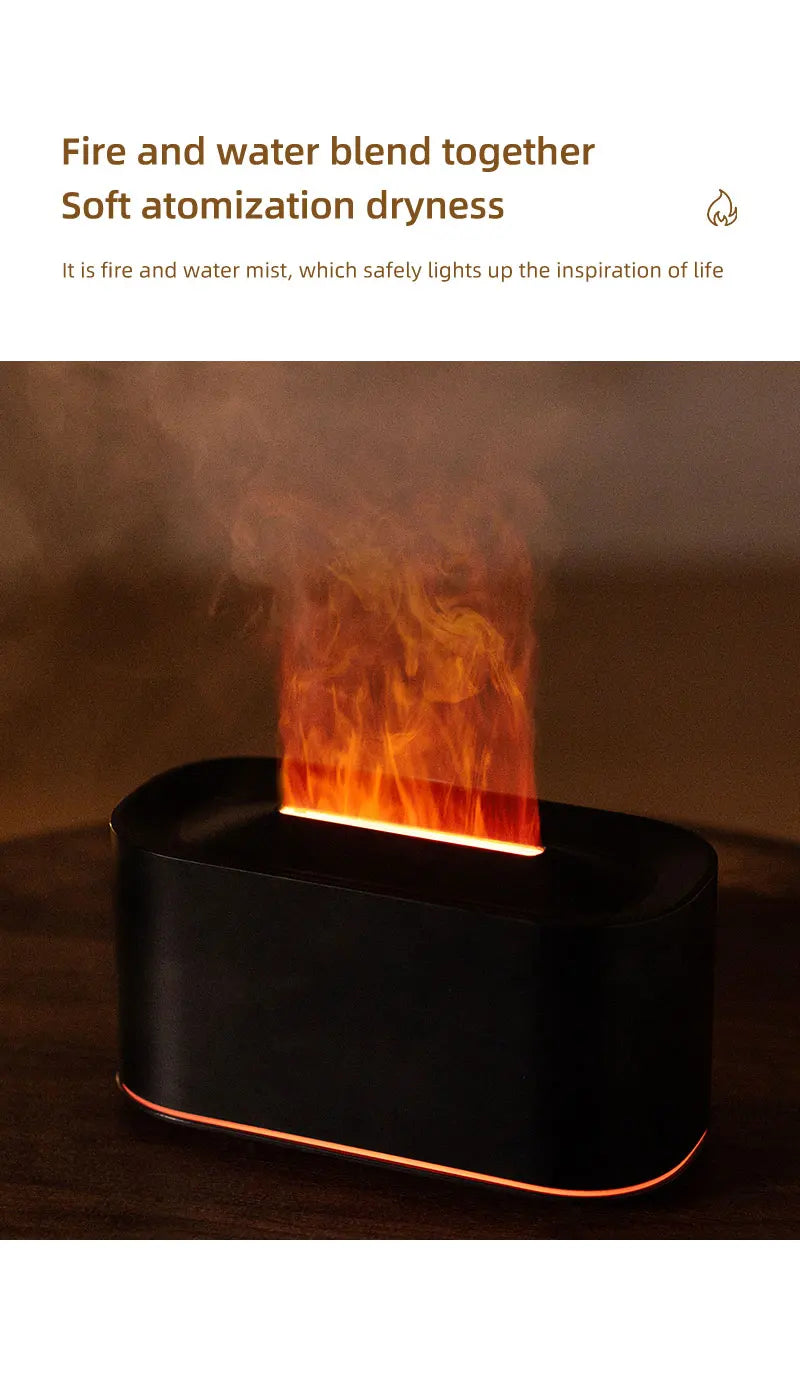 Mini Aroma Diffuser Aromatherapy Realistic Flame Lights Colorful RGB Air Humidifier Desktop USB Sprayer/Essential Oil Set