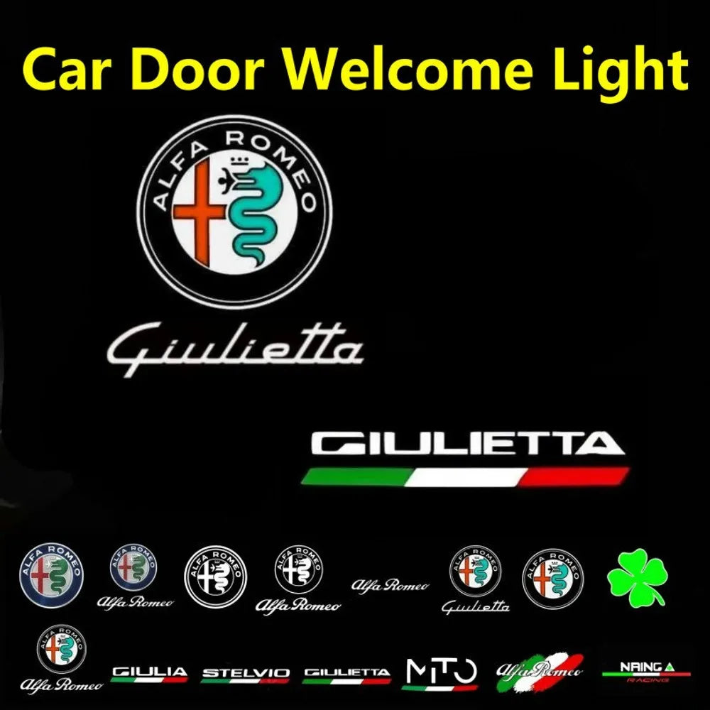 2X For Alfa Romeo Giulietta 940 2011 - 2022 2013 2015 2017 2018 2016 2019 Accessories LED Car Door Projector Logo Welcome Light