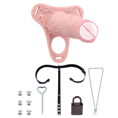 ANOSX Multi-styles Penis Sleeve Realistic Dildo Sheath Silicone Male Chastity Cage With Lockable Secure Chastity Belt BDSM Toy
