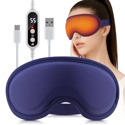 New Heated Eye Mask with 5-Level Hot Compress 6 Vibration Modes 3D Massage Sleep Shading Warm Mask Eye Compress for Relaxation