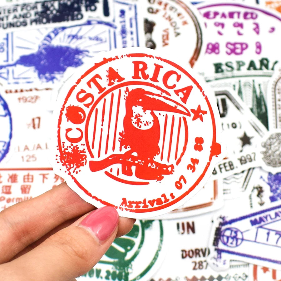 10/30/50pcs Vintage Transparent Postmark Stamp Stickers Decals Luggage Scrapbook Stationery Phone Suitcase Kids Sticker DIY Toys