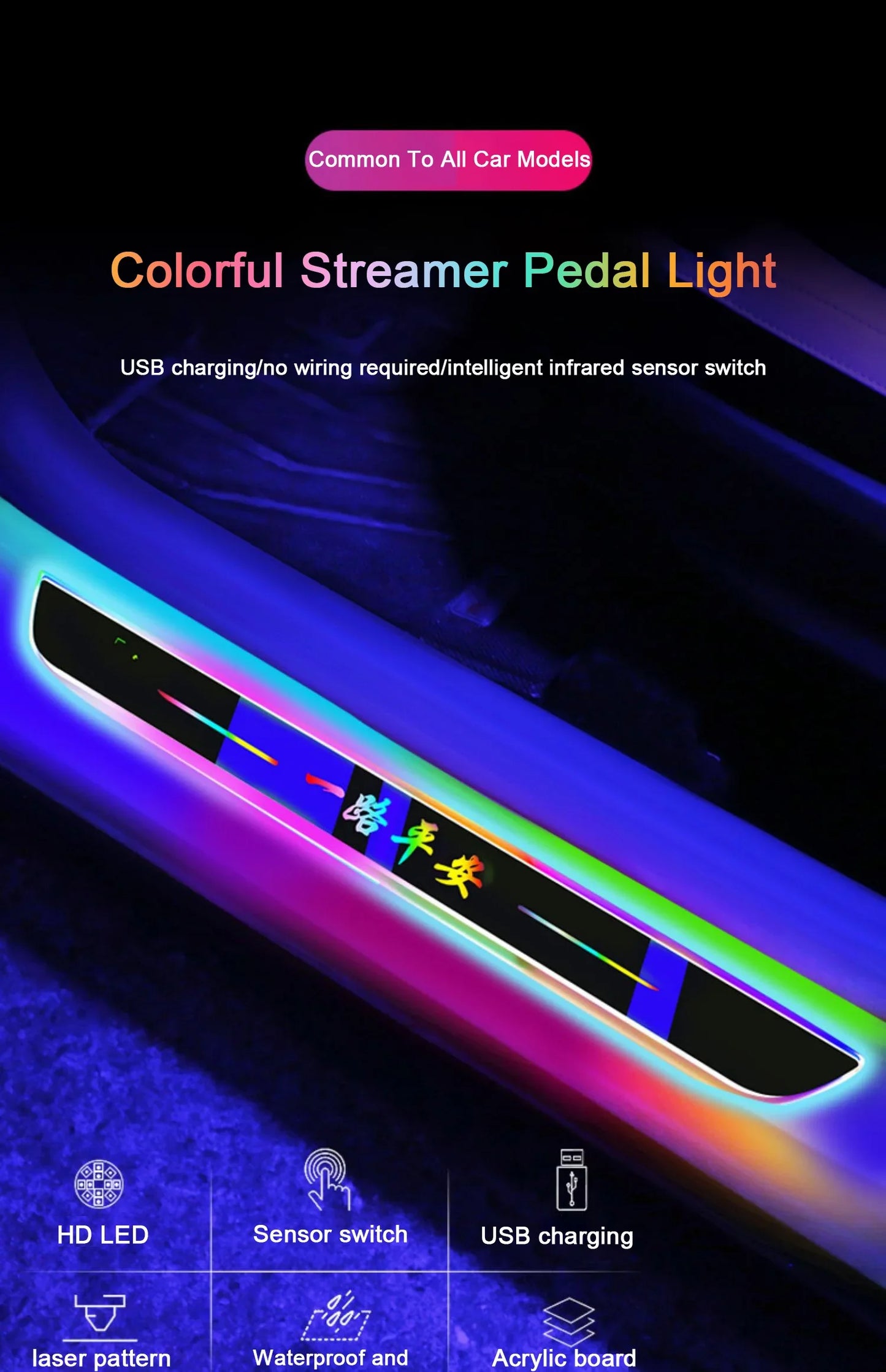Customized Car Glows Welcome Door Sill Strip Light Threshold Lamp Welcome Scuff Plate Pedal Light Ambient Light illuminated