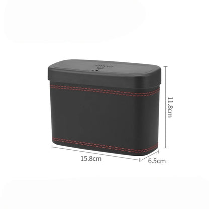 Multi-functional Car Press-down Storage Box PU Leather Vehicle Trash Can, Seat Back and Door Hanging Storage Box, Press-down