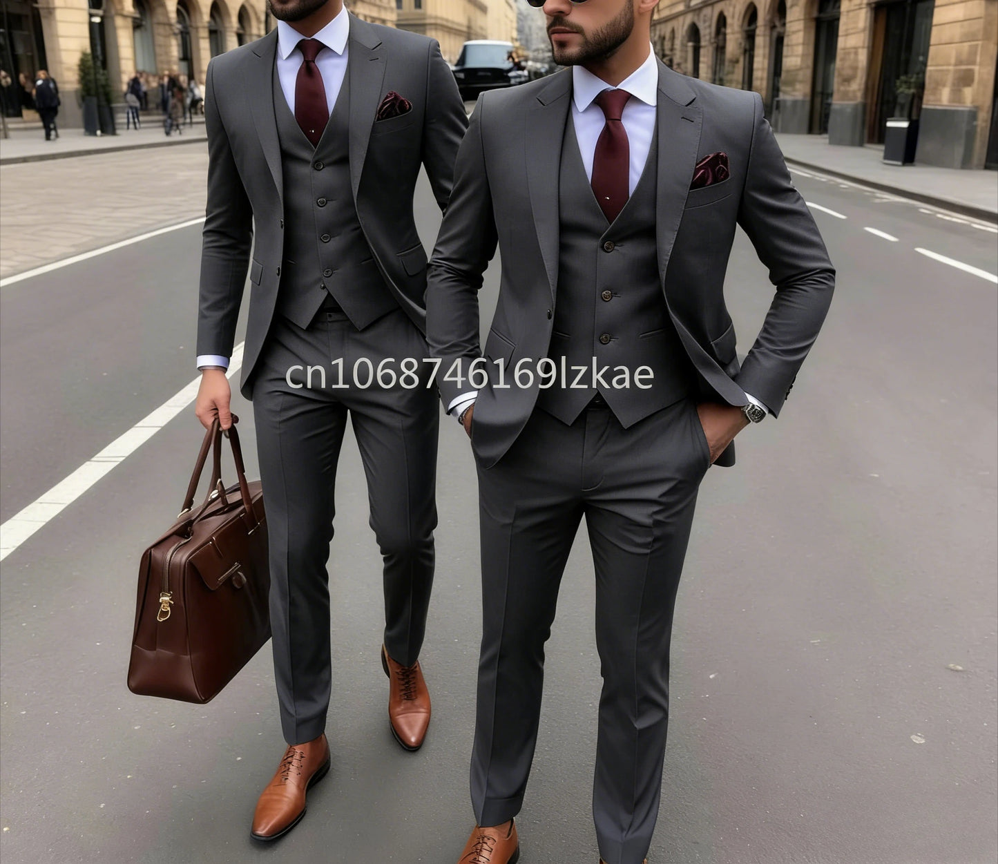 Men's 3 Piece Suit Yellow  Slim Fit Elegant Casual Business Office 3pcs