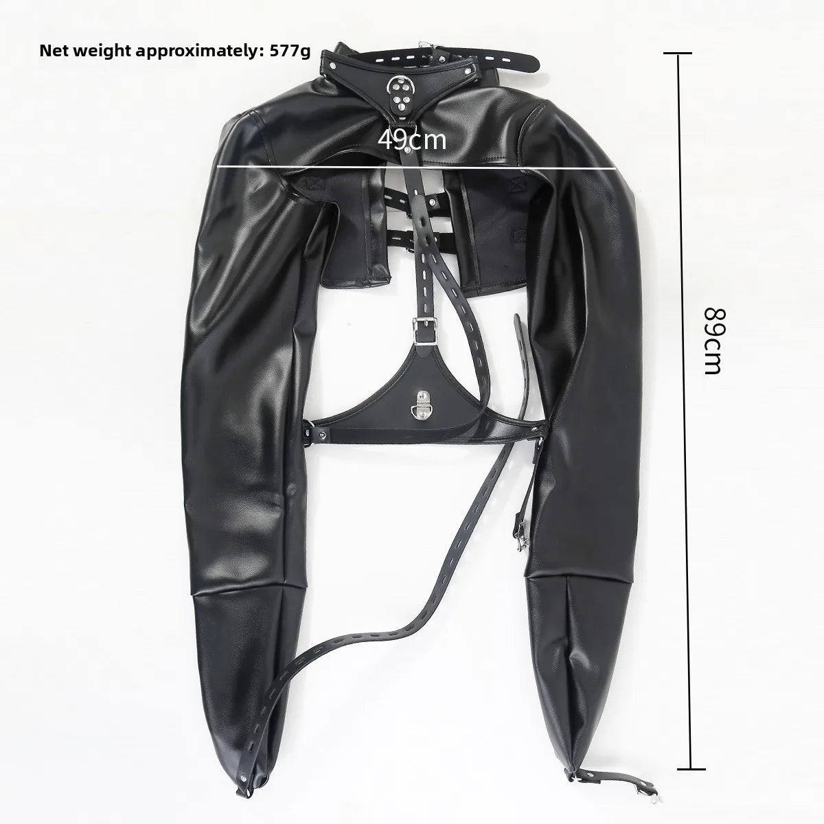 BDSM PU Leather Arm Restraint Straightjacket Bondage Slave Jacket for Women Men Adult Sex Toy Role Play Fetish Gear Tool