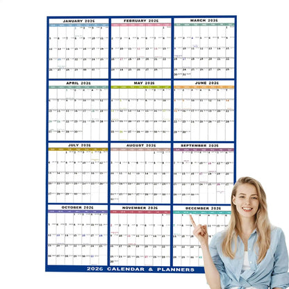 Large Dry Erase Calendar for Wall 2026 Wall Calendar 12 Month 24 X 36 Inch Yearly Schedule Organizer for Indoor Home Fridge