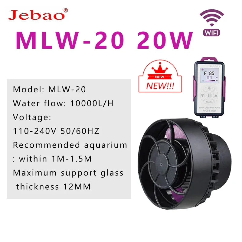New Jebao Marine Aquarium Wireless Wave Maker MLW-5 MLW-10 ALW-20 SW RW Wave Pump with WiFi LCD Display Controller wave pump
