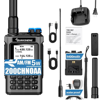 QUANSHENG K1 Air Band Walkie Talkie Wireless Copy Frequency Meter Type-C Charging NOAA Multi-Band Portable Two Way Radio UV
