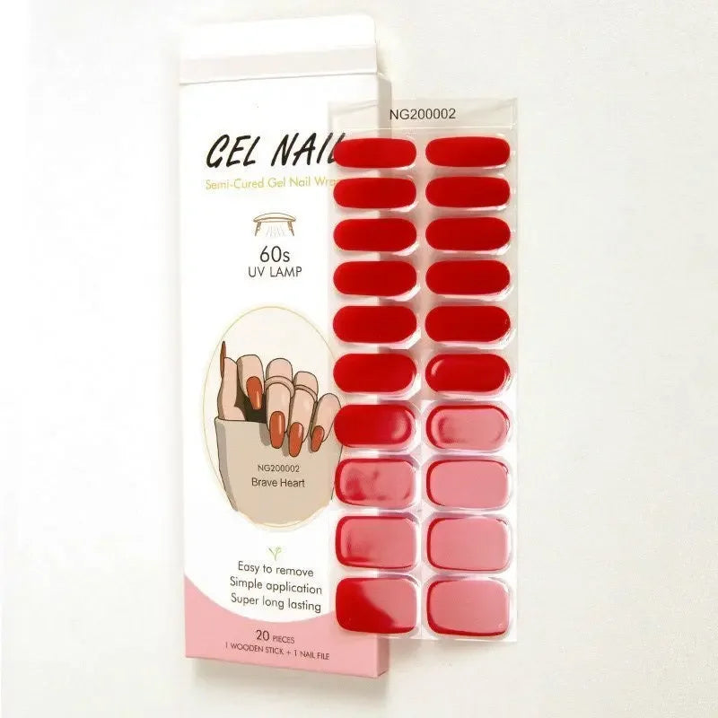 16/18/20Tips Semi-Cured Gel Nail Strips Adhesive Full Cover Stickers for Nails UV Lamp Need Press On Nails Fashion Manicure