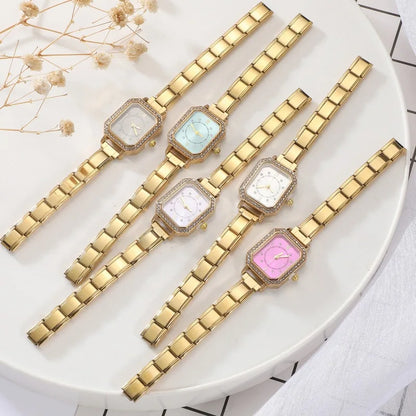 Fashion High Quality Men Women's Stainless Steel Square Round Shiny Zircon Watch Bracelet For Friend Birthday DIY Jewelry Gift