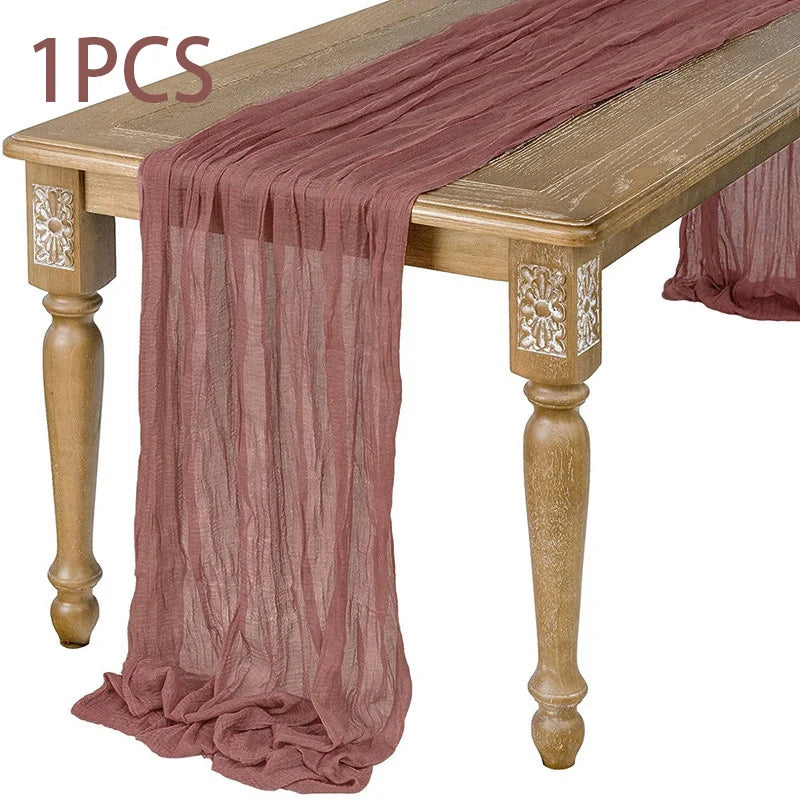 14 Colour Boho Gauze Sheer Cheese Cloth Gauze Table Runner Rustic Cloth Table Runner for Wedding Baby Birthday Party Decorations