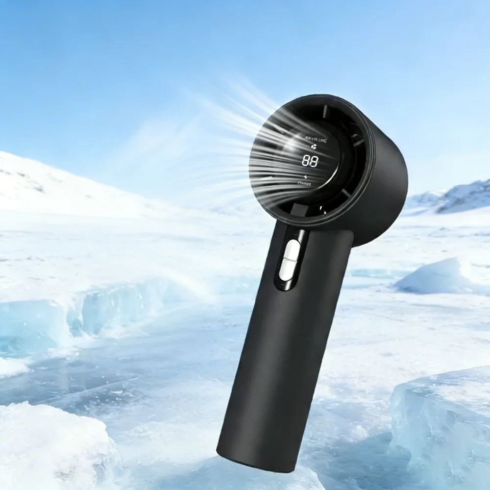 Rechargeable Handheld USB Fan, 100 Adjustable Speeds Digital Screen Mini Personal Fan, Lightweight Portable Cooling Fan for Outd