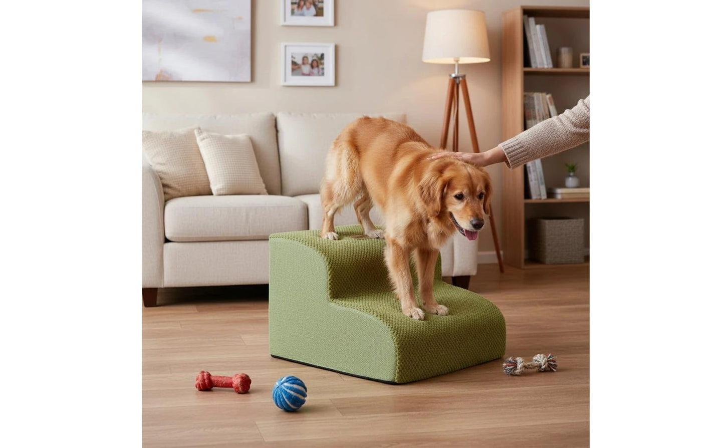 Pet Stair Ramp Washable Dog Ramp and Stairs Foam Pet Stairs Detachable Cover Sturdy for Sofa