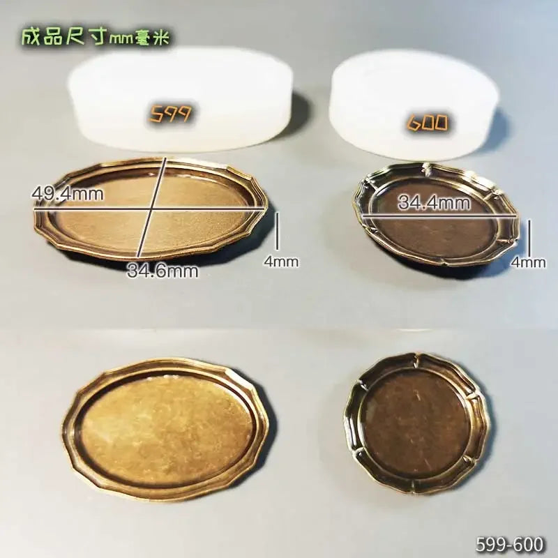 Miniature Food Play Mini Vintage Plate Fruit Plate Dinner Plate Doll House Mini Baking Baking Pan Organizer Jar Silicone Mold