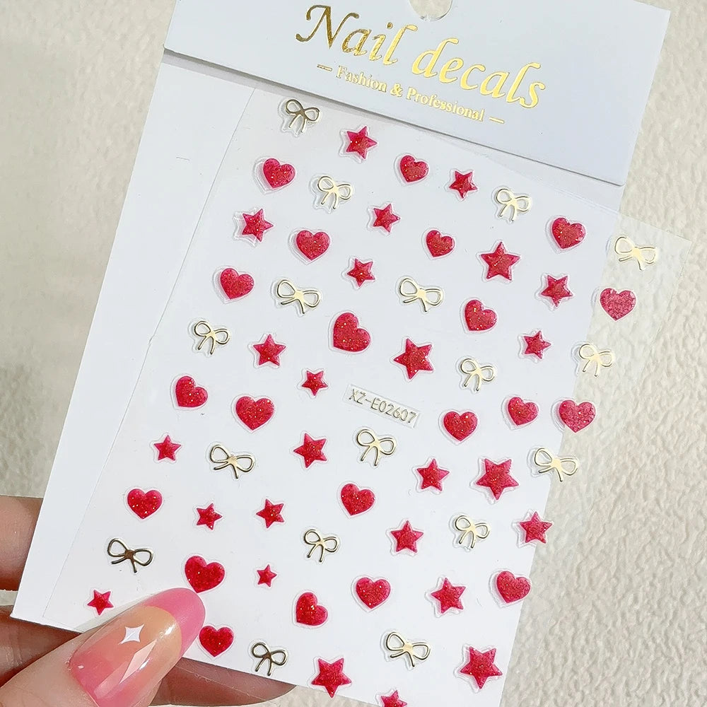 1pc Sliver Gold Star Nail Art Stickers Y2K Charms Self-Adhesive Sliders Laser White Chrome Gel Polish Decals Kawaii Accesories
