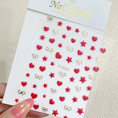1pc Sliver Gold Star Nail Art Stickers Y2K Charms Self-Adhesive Sliders Laser White Chrome Gel Polish Decals Kawaii Accesories