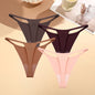 4PCS/Set Silk Seamless Thongs for Women Sexy Low Rise Panties Female Ultra Thin Breathable Underwear G-String T-Back Underpants