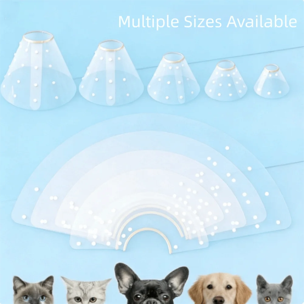 Plastic Cat Recovery Collar Adjustable Anti-bite Pet Protective Collar Transparent Waterproof Anti-licking Collar Pet Recovery