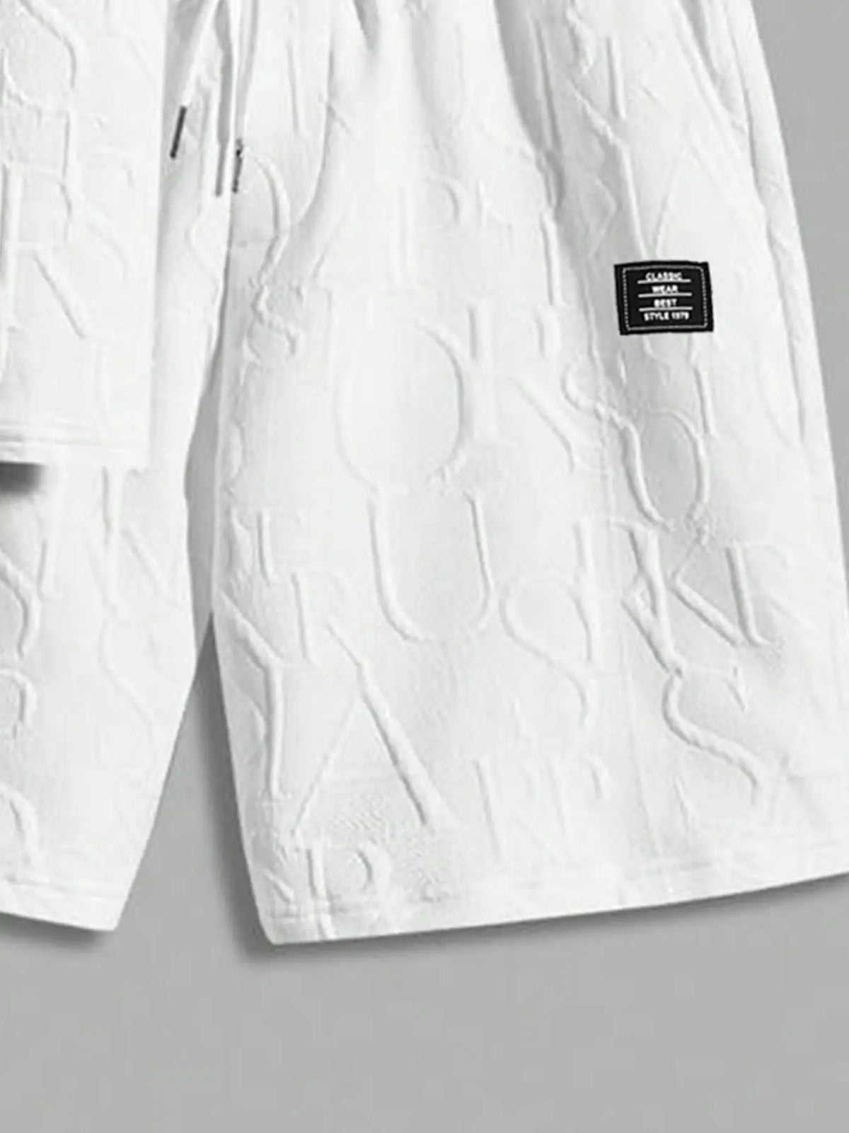 Men's Textured Letter Patched Round Neck Tee & Drawstring Shorts Two-Piece Set Regular Fit Casual Short Sleeve T shirt & Shorts