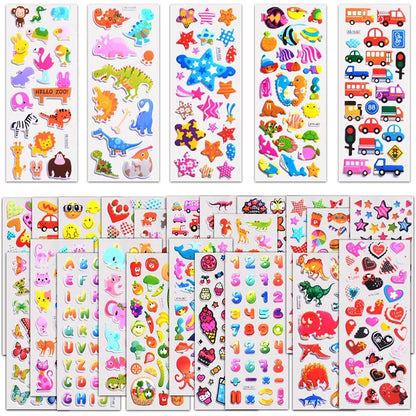 12/24pcs 3D Cartoon Bubble Stickers More Than 100+ Styles Random DIY Decoration Graffiti Stickers for Diary Luggage Laptop