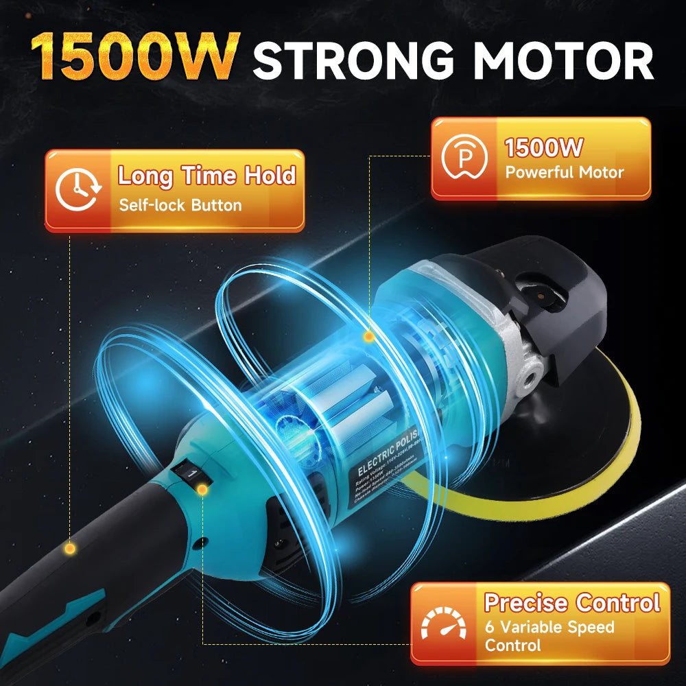 Podofo Car Buffer Polisher 1580W 6inch Car Polisher 7 Variable Adjustable Speeds Car Polishing Machine for Car Detailing Waxing