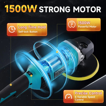 Podofo Car Buffer Polisher 1580W 6inch Car Polisher 7 Variable Adjustable Speeds Car Polishing Machine for Car Detailing Waxing