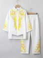 Muslim Robe Trousers The Traditional Dress of Arab Men 3D Pattern Printing Black White Yellow Navy Blue Long-Sleeved